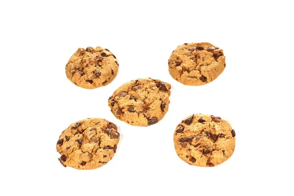 Csokoládé chip cookie-k fehér alapon — Stock Fotó