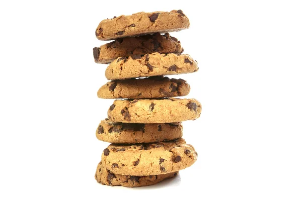 Csokoládé chip cookie-k fehér alapon — Stock Fotó