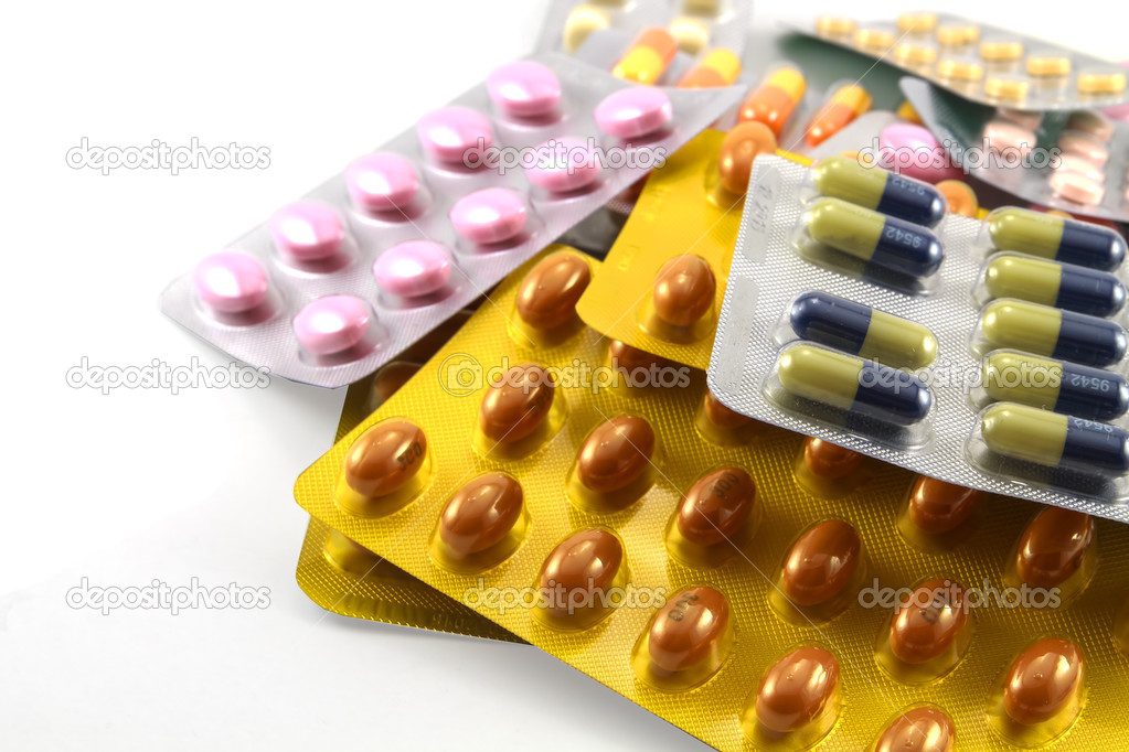 Medicines on white background
