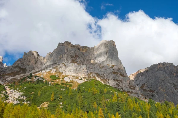 Dolomitas Durante Día Las Montañas Lagazuoi Fondo Hermosa Pelmo Averau — Foto de Stock