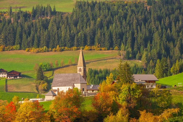 Santa Maddalena Jest Uroczą Górską Wioską Dolinie Val Funes Odle — Zdjęcie stockowe