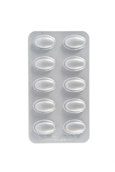 Aluminum blister pack on white background — Stock Photo, Image