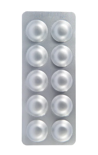 Aluminum blister pack on white background — Stock Photo, Image