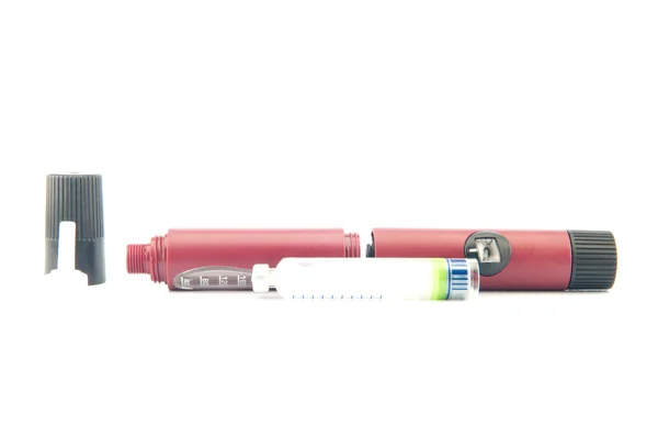 Отдельное содержание инсулиновой ручки — стоковое фото