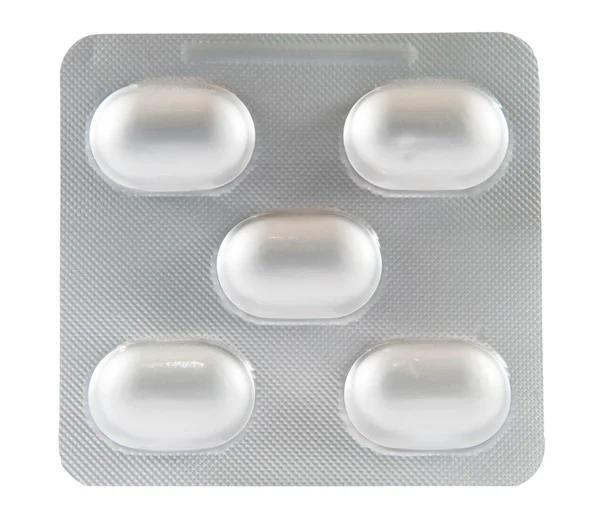 Five tablet aluminum blister pack — Stock Photo, Image