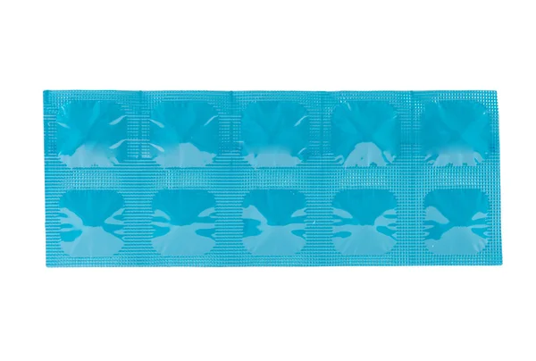 Mavi alüminyum şeridi paketinde tablet — Stok fotoğraf