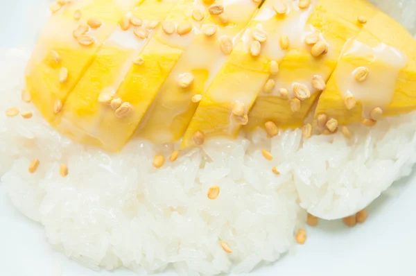 Lepkavá rýže a mango thajské dessert — Stock fotografie