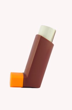 Asthma inhaler on white background clipart