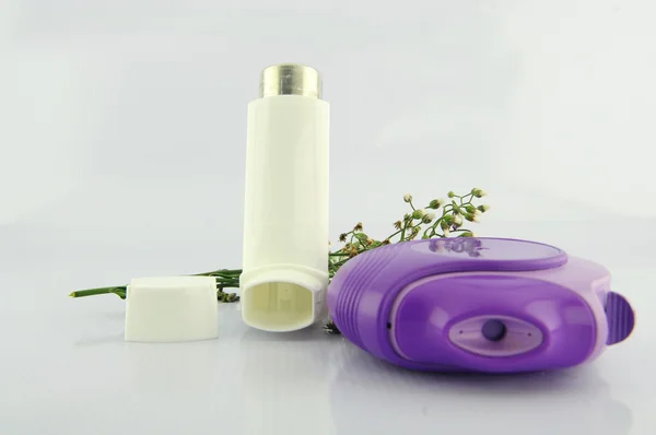 Powder inhaler and flower of grass — Stock Photo, Image