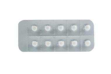 şeffaf blister kutu içinde beyaz tablet