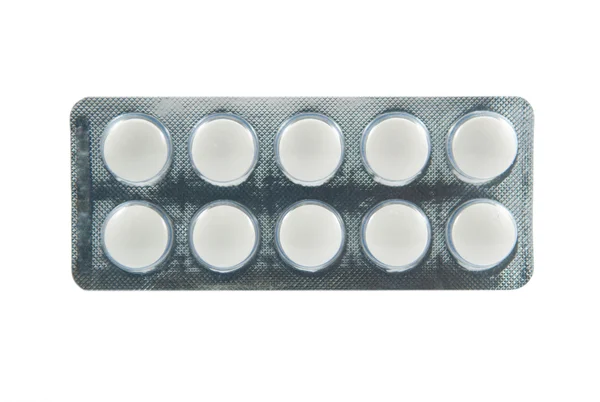 White medicine tablet in transparent blister pack — Stock Photo, Image