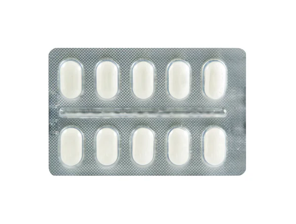 Tabletki w przezroczyste opakowanie blister — Zdjęcie stockowe