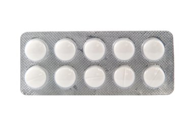 şeffaf blister kutu içinde düz beyaz tablet
