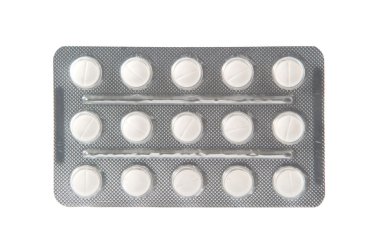 şeffaf blister kutu içinde beyaz tablet kadar kapalı