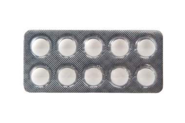şeffaf blister kutu içinde beyaz tablet