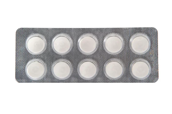 Vakumlu Ambalaj içinde beyaz düz tablet — Stok fotoğraf