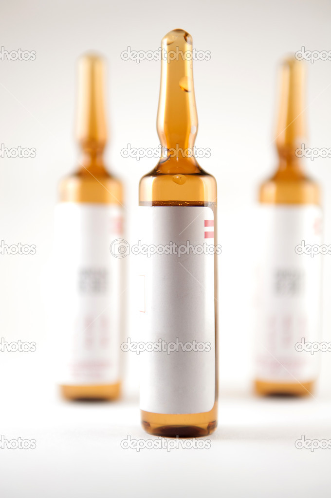 Brown injection ampule show medicine concept