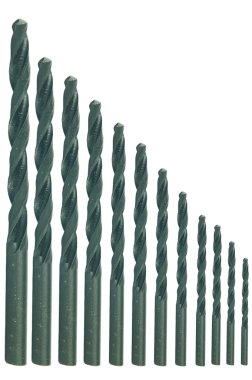 Beyaz arka plan üzerinde siyah twist matkaplar ısırdı