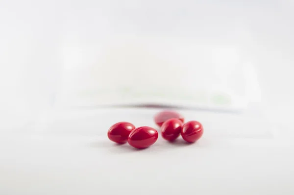 Medicine tablet in dispensing plastic bag from hospital — Stock Photo, Image