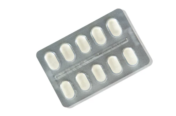 Weiße Medizin Tablette Blisterpackung — Stockfoto