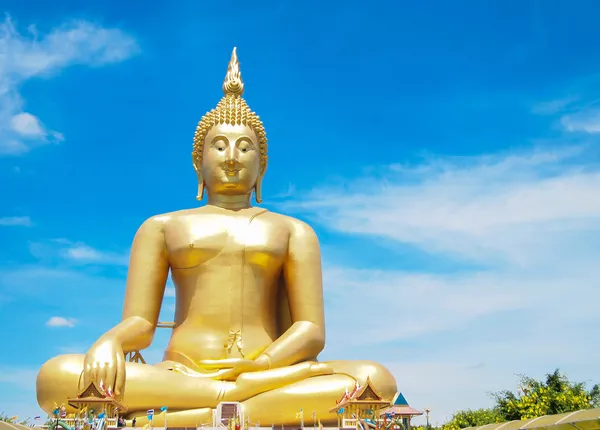 Big golden Buddha at Wat Muang of Ang Thong province Thailand — Stock Photo, Image