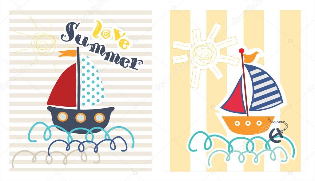 Summer Card With Boat