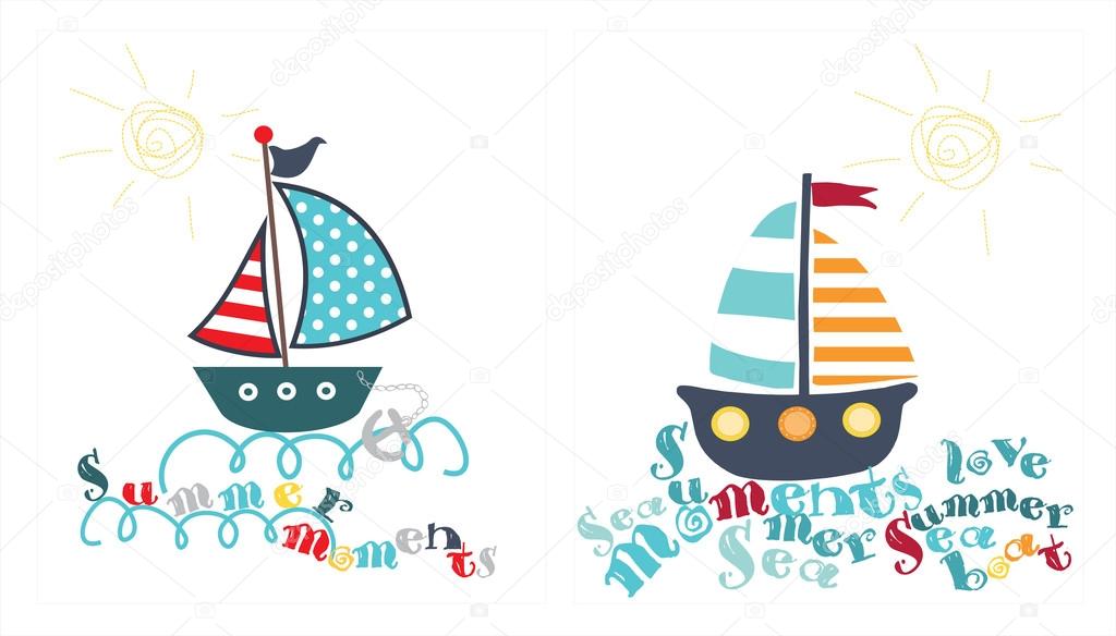 Summer Card with boat