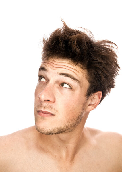 Tired Man looking on the left side