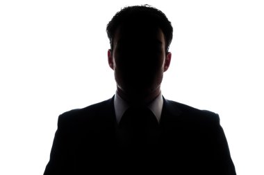 işadamı portresi siluet ve gizemli bir yüz