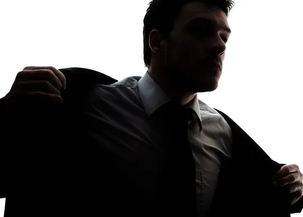 Businessman portrait silhouette getting ready — Stock Photo, Image