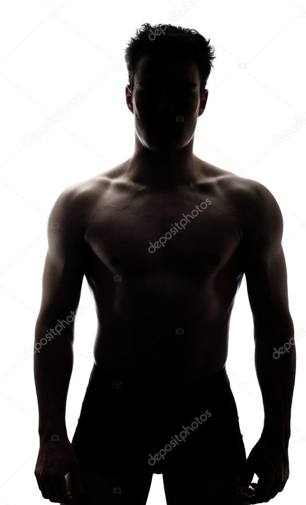 Muscular man in silhouette