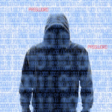 Beyaz bir hacker isloated silueti