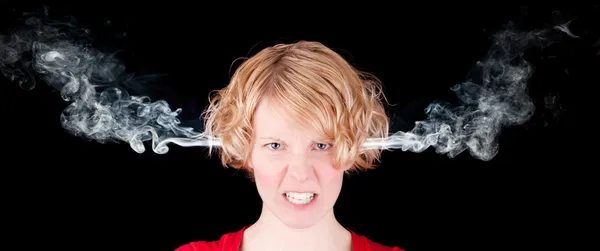 Angry smoking girl — Stock Photo, Image