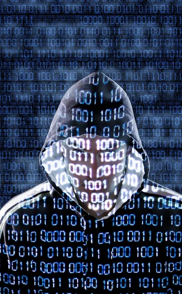 Hacker looking directly to the camera — Stock Photo, Image