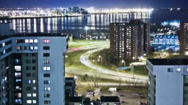 Montreal cityscape gece görünümü