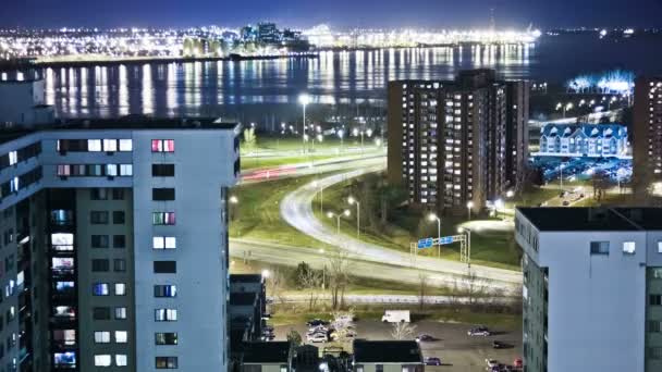 Montreal stadsbilden night view — Stockvideo