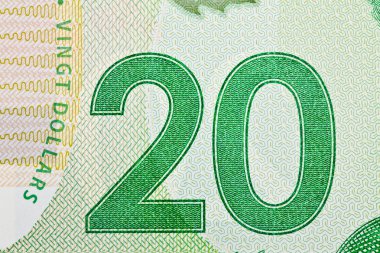 Ottawa, Canada, Avril 13, 2013, Extreme Closeup of New Polymer Twenty Dollar Bills clipart