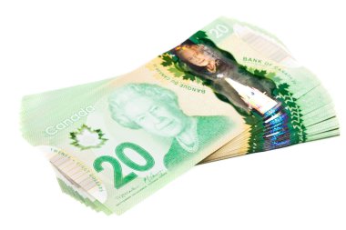 Ottawa, Kanada, avril 13, 2013, yeni polimer yirmi dolar faturaları üzerinde beyaz izole