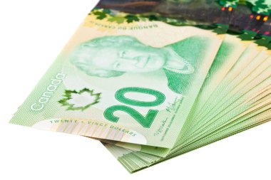 Ottawa, Kanada, avril 13, 2013, yeni polimer yirmi dolar faturaları üzerinde beyaz izole