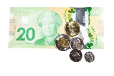 Ottawa, Kanada, avril 13, 2013, üzerinde beyaz izole gerçek Kanadalı para