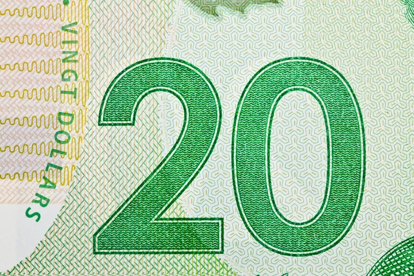 Ottawa, Kanada, avril 13, 2013, extrem närbild av nya polymer tjugo dollar räkningar — Stockfoto