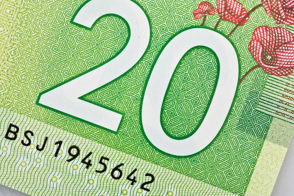 Ottawa, Canada, Avril 13, 2013, Extreme Closeup of New Polymer Twenty Dollar Bills — Stock Photo, Image