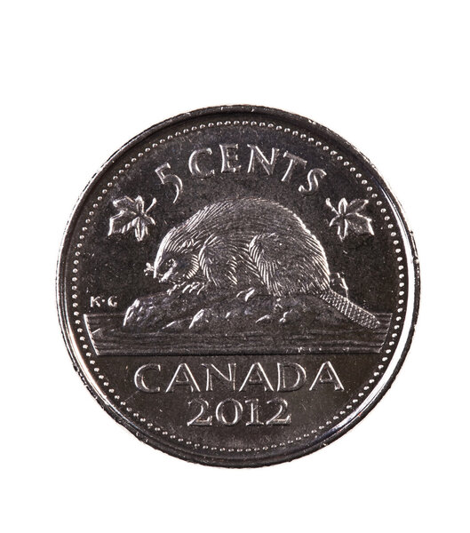 Ottawa, Canada, Avril 13, 2013, A brand new shiny 2012 Canadian five cents