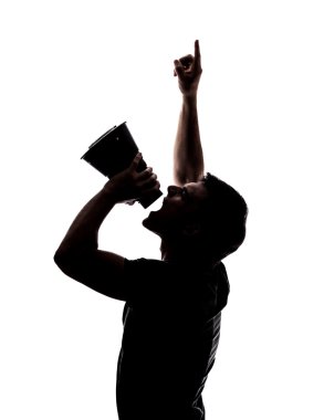 Man yelling in a megaphone clipart