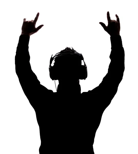 Man rocking on with headphones — Stock Photo, Image