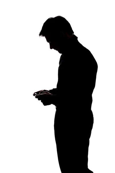 Bărbat care trimite mesaje cu două mâini — Fotografie, imagine de stoc