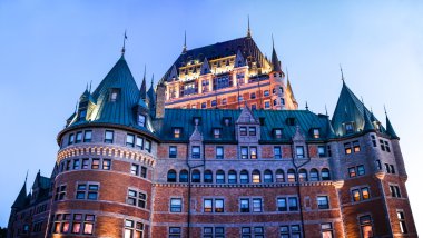 XXXL Panoramic image of the Chateau Frontenac in Quebec clipart