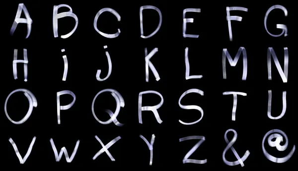 Φως ζωγραφική πλήρη αλφάβητα από ένα έως το ω — Φωτογραφία Αρχείου