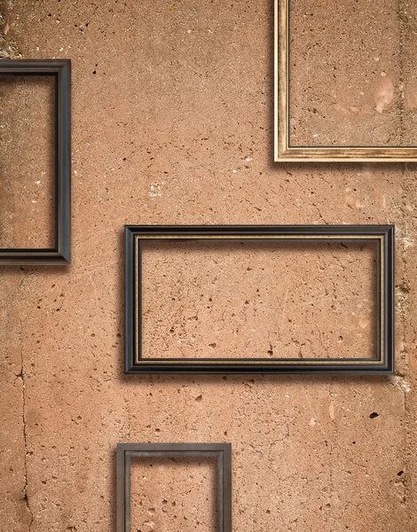 Concrete texture and wooden frame — Stock Photo, Image