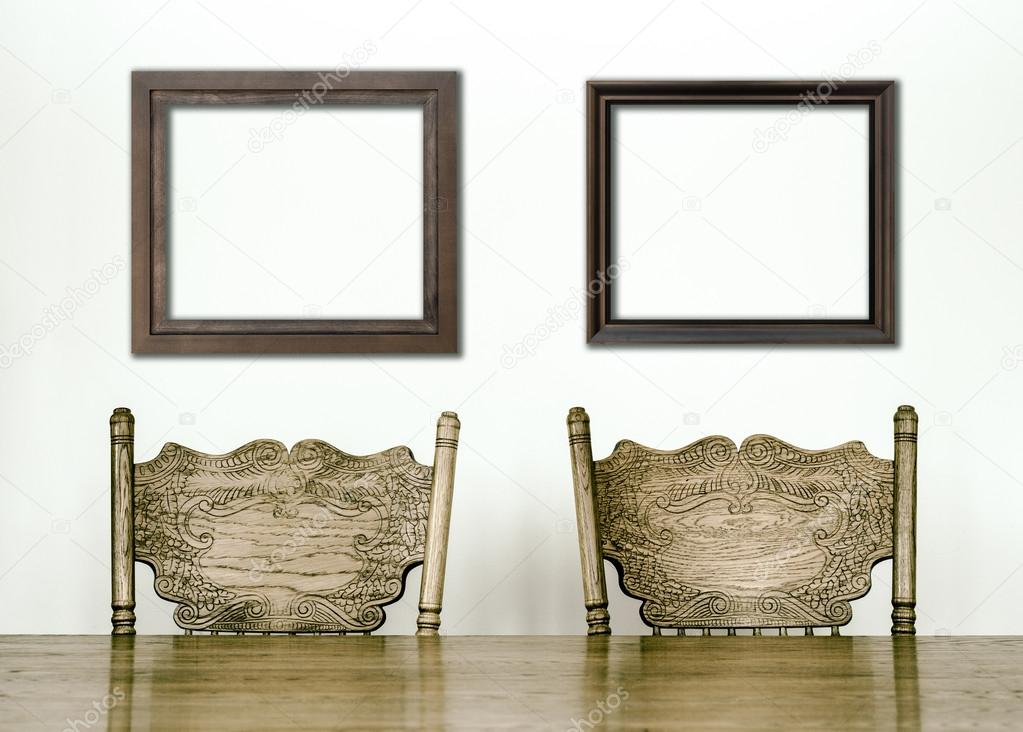 Wooden Dining room table and chair details and blank frames for your text, image or logo or even family pictures !